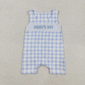 Daddy's Boy Blue Plaid Boys Summer Romper