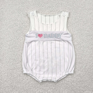 I Love Daddy Stripe White Boys Summer Romper