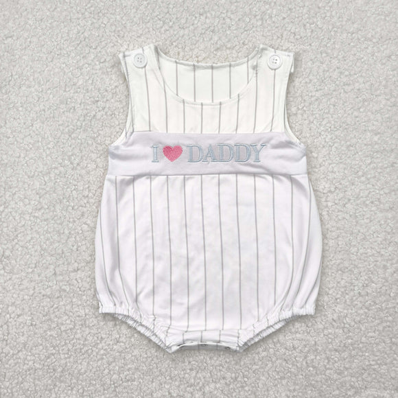 I Love Daddy Stripe White Boys Summer Romper