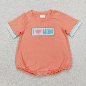 I Love Mom Stripe Orange Boys Summer Romper