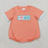 I Love Mom Stripe Orange Boys Summer Romper