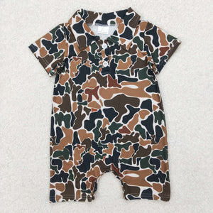 Brown Green Camo Beige Boys Summer Romper