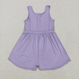 Solid Light Purple Girls Athletic Jumpsuit