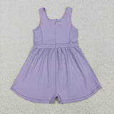 Solid Light Purple Girls Athletic Jumpsuit