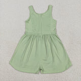 Solid Light Green Girls Athletic Jumpsuit