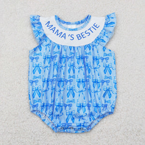 Mama's Bsatie Blow Pattern Blue Girls Summer Romper