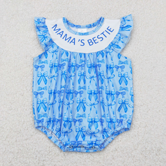 Mama's Bsatie Blow Pattern Blue Girls Summer Romper