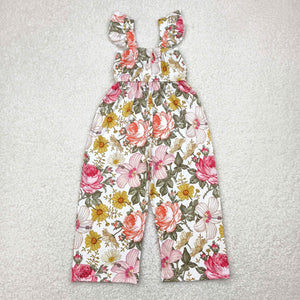 Floral White Girls Jumpsuit