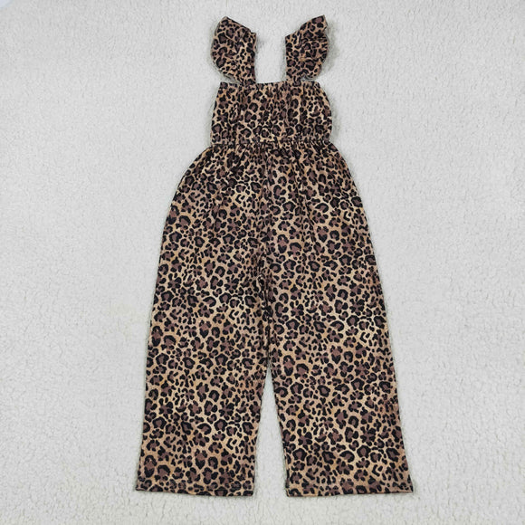 Brown Leopard Print Girls Jumpsuit
