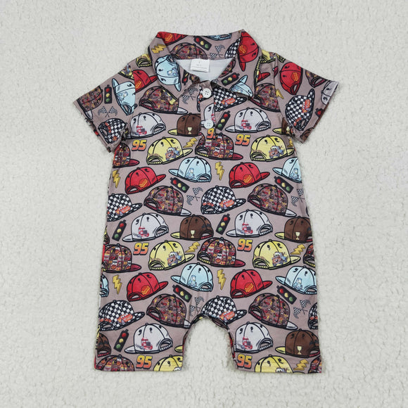 Cartoon Car Cap Boys Summer Romper