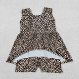 Leopard Print Brown Girls Jumpsuit