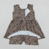 Leopard Print Brown Girls Jumpsuit