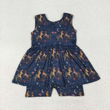 Horse Cactus Navy Girls Jumpsuit