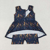 Horse Cactus Navy Girls Jumpsuit