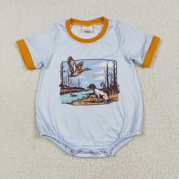 Duck Dog Orange Blue Boys Summer Romper