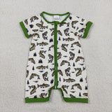 Fish Green White Boys Summer Romper