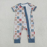 Cowboy Plaid Boys Summer Romper