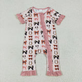 Bow Pattern Pink Girls Summer Romper