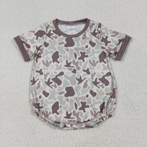 Duck Camo Brown Beige Boys Summer Romper