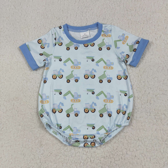 Construction Truck Blue Boys Summer Romper