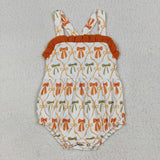 Orange Green Bow Pattern Girls Halloween Romper