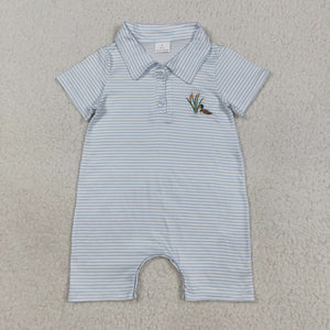 Duck Blue Stripe Boys Summer Romper