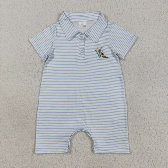 Duck Blue Stripe Boys Summer Romper