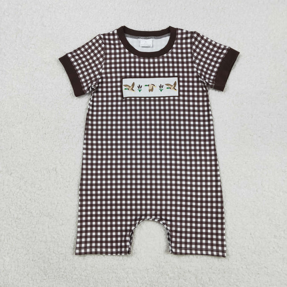Duck Brown Plaid Boys Summer Romper