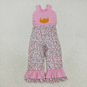 Bow Pumpkin Floral Pink Girls Jumpsuit