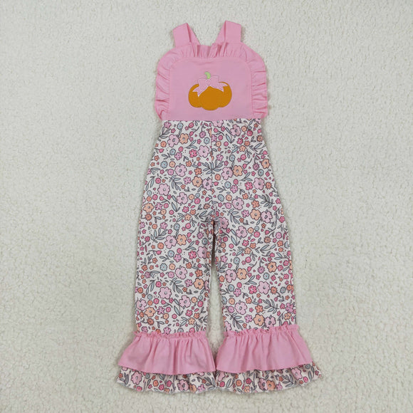 Bow Pumpkin Floral Pink Girls Jumpsuit