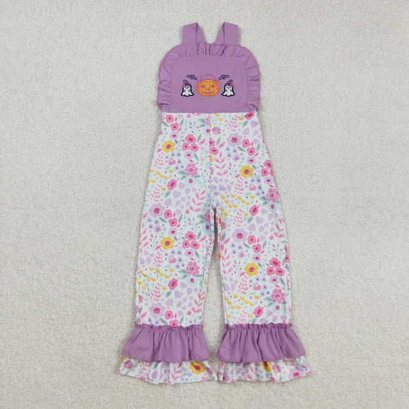 Pumpkin Ghost Floral Purple Girls Halloween Jumpsuit