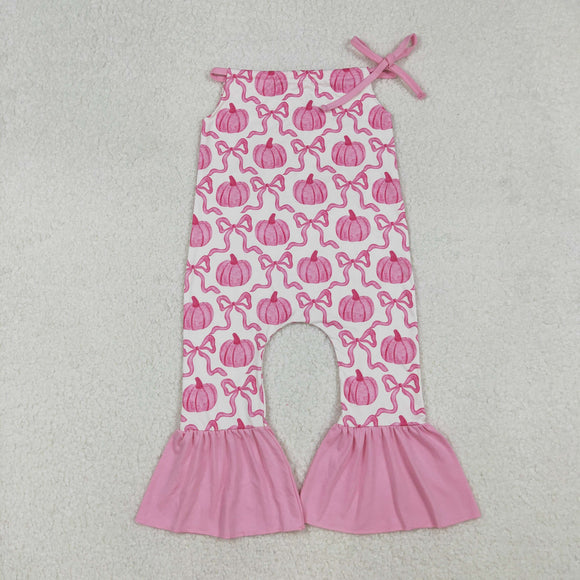 0-3M to 5-6T Pumpkin Bow Pattern Girls Summer Romper