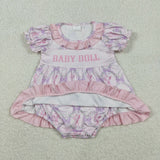 Baby Doll Bow Pattern Floral Plaid Ruffles Girls Summer Romper