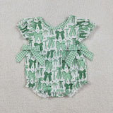 Green Bow Pattern Girls St. Patrick's Day Romper