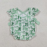 Green Bow Pattern Girls St. Patrick's Day Romper