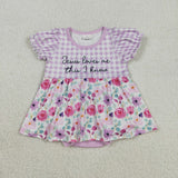 Jesus loves me this I know Floral Purple Plaid Girls Easter Romper