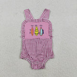 Fishing Hot Pink Girls Summer Romper