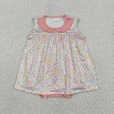 Floral Doll Collar Pink Girls Summer Romper