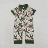 Duck Buttons Green Camo Boys Summer Romper