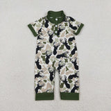 Deer Buttons Green Camo Boys Summer Romper
