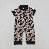 Duck Dog Buttons Camo Boys Summer Romper