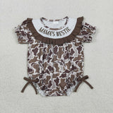 Mama's Bestie Camo Brown Ruffles Girls Summer Romper