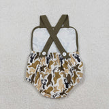 Deer Green Camo White Boys Summer Romper