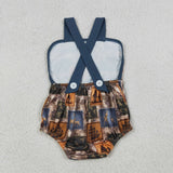 Jungle Hunting Camo Pocket Navy Boys Summer Romper