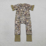 Bow Pattern Camo Girls Summer Romper