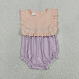 Purple Stripe Ruffles Girls Summer Romper