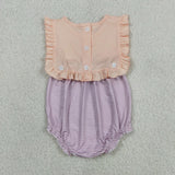 Purple Stripe Ruffles Girls Summer Romper