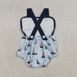 Sailboat Sky Blue Boys Summer Romper