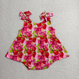 Strawberry Bow Pattern Girls Summer Romper