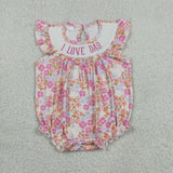 I Love Dad Floral Smocked Girls Summer Romper